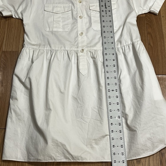 Zara White Poplin Dress W' Front Pockets Minimalist 100% Cotton - Picture 7 of 9
